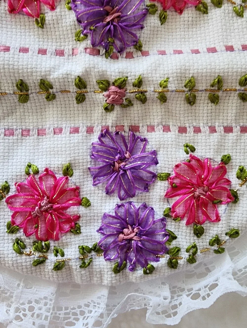 Handmade Mexican Embroidered Ribbon Cloth Tortilla Warmer Pouch